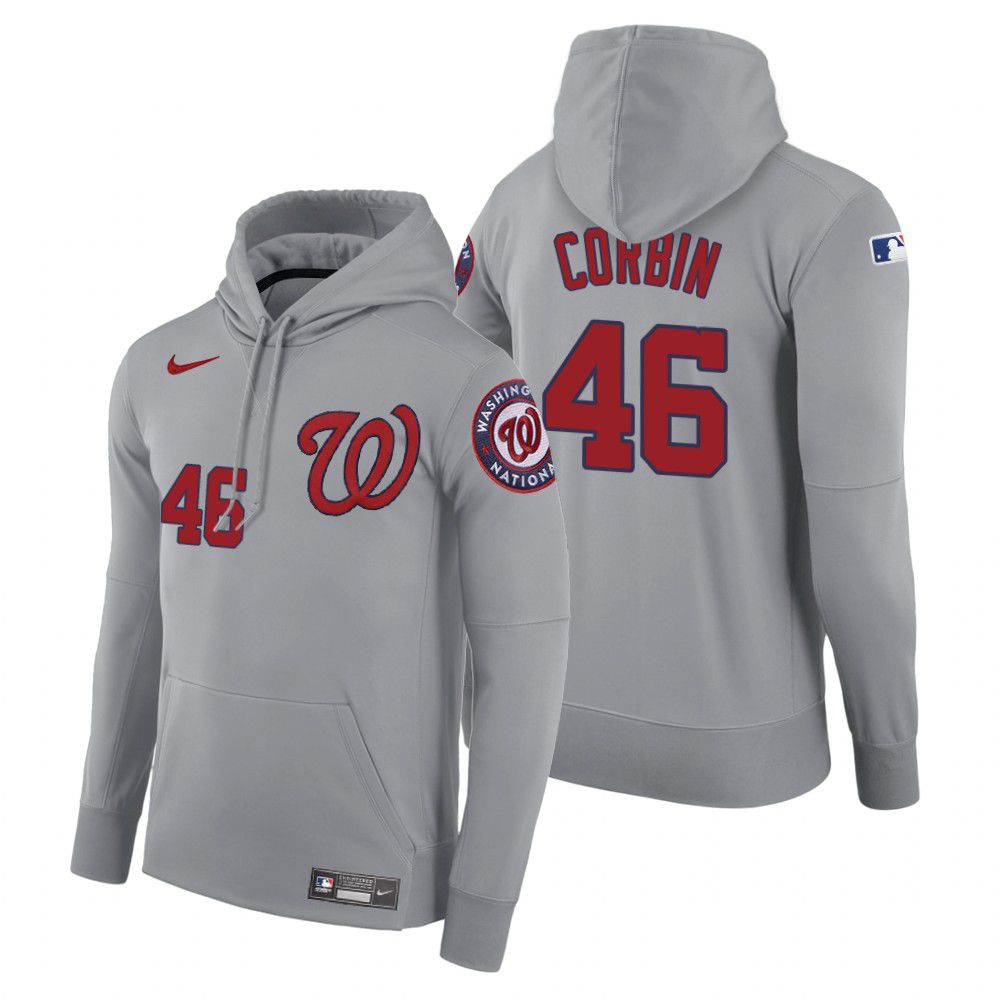 Men Washington Nationals #46 Corbin gray road hoodie 2021 MLB Nike Jerseys
